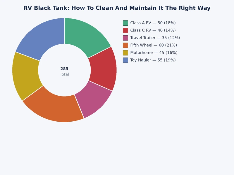 Bar chart comparing RV black tank treatment product types by effectiveness, cost per use, and environmental safety rating
