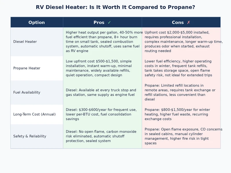 comparison table of rv diesel heater myths vs verified facts based on installer experience and performance data