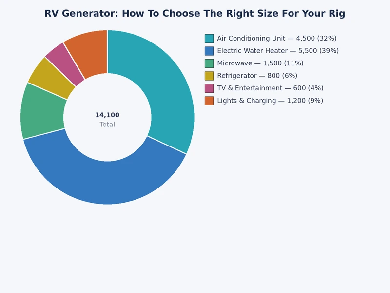 bar chart comparing recommended generator wattage by RV class
