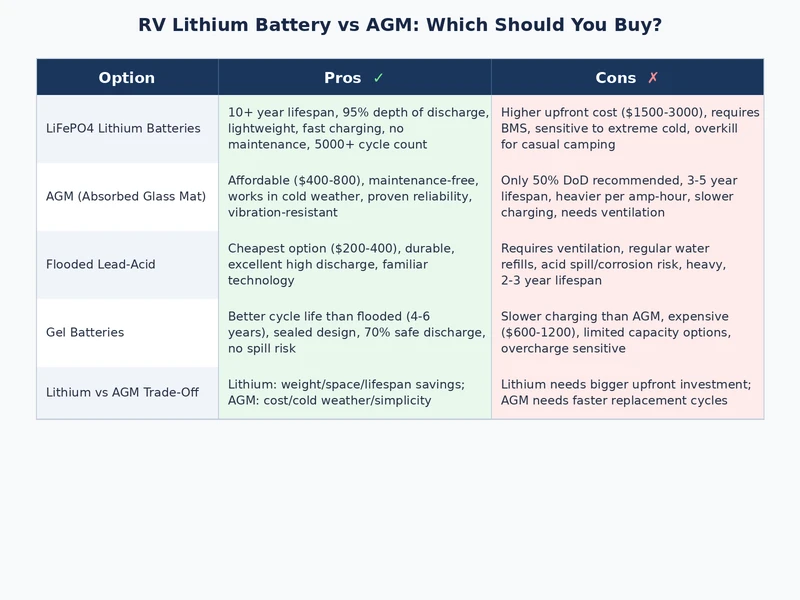 comparison table for RV Lithium Battery vs AGM: Which Should You Buy?