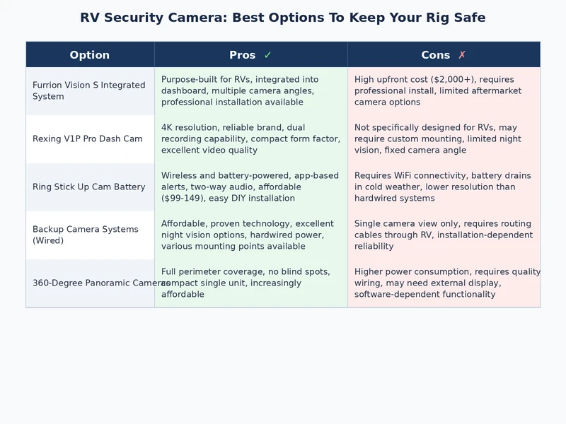 Comparison of best rv security camera options by price tier, resolution, and weather rating