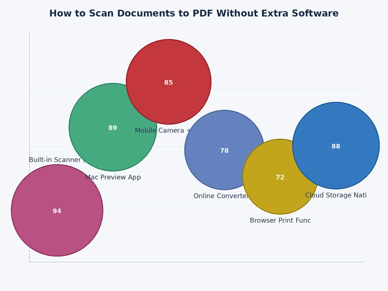 comparison chart of native PDF scanning tool capabilities across Windows, macOS, iOS, and Android platforms