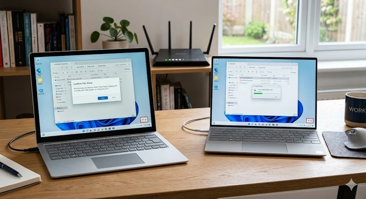 how to share files between two windows computers on a network using Windows File Explorer and SMB sharing