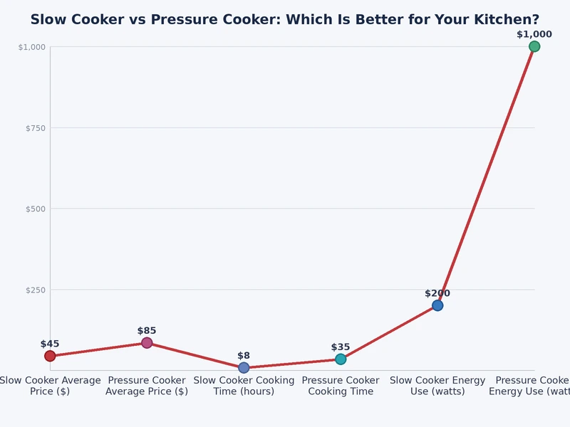 bar chart comparing slow cooker vs pressure cooker cooking times across common dishes