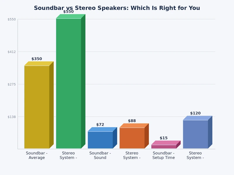 soundbar vs stereo speakers performance comparison chart across six key categories
