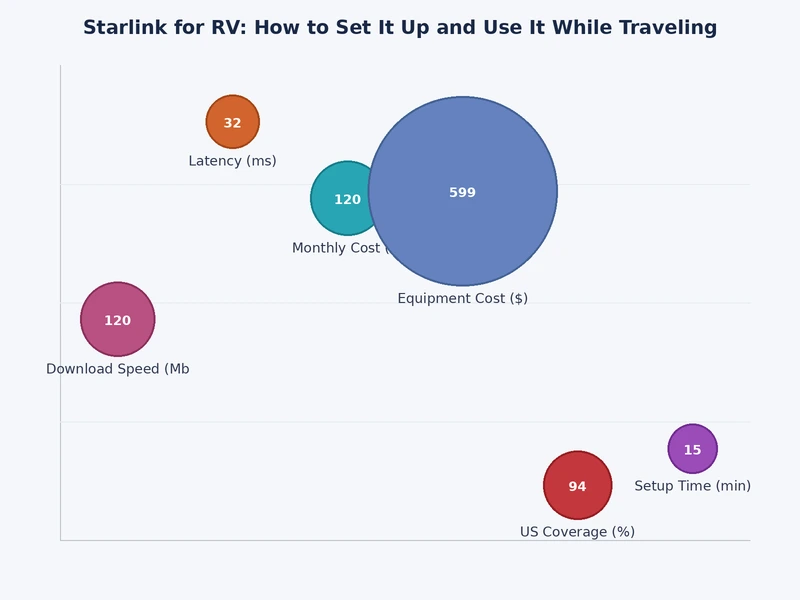 Bar chart comparing Starlink RV plan speeds versus campground Wi-Fi and cell signal performance