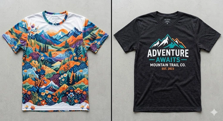 sublimation printing vs heat transfer vinyl comparison on polyester and cotton garments