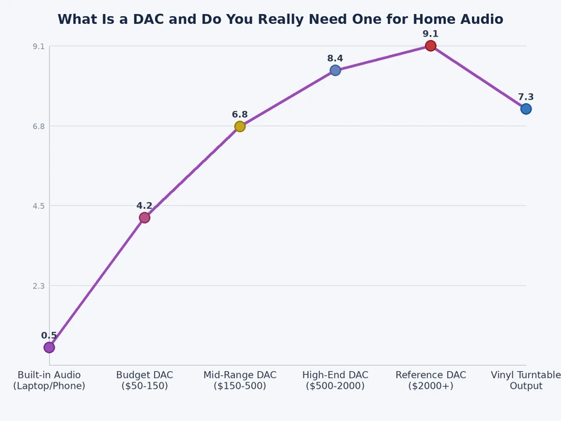 chart comparing DAC price tiers and audio quality improvement levels for home audio