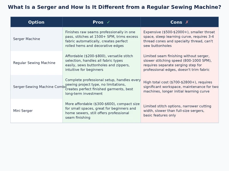 Serger stitch types comparison showing 3-thread overlock, 4-thread safety stitch, and coverstitch patterns
