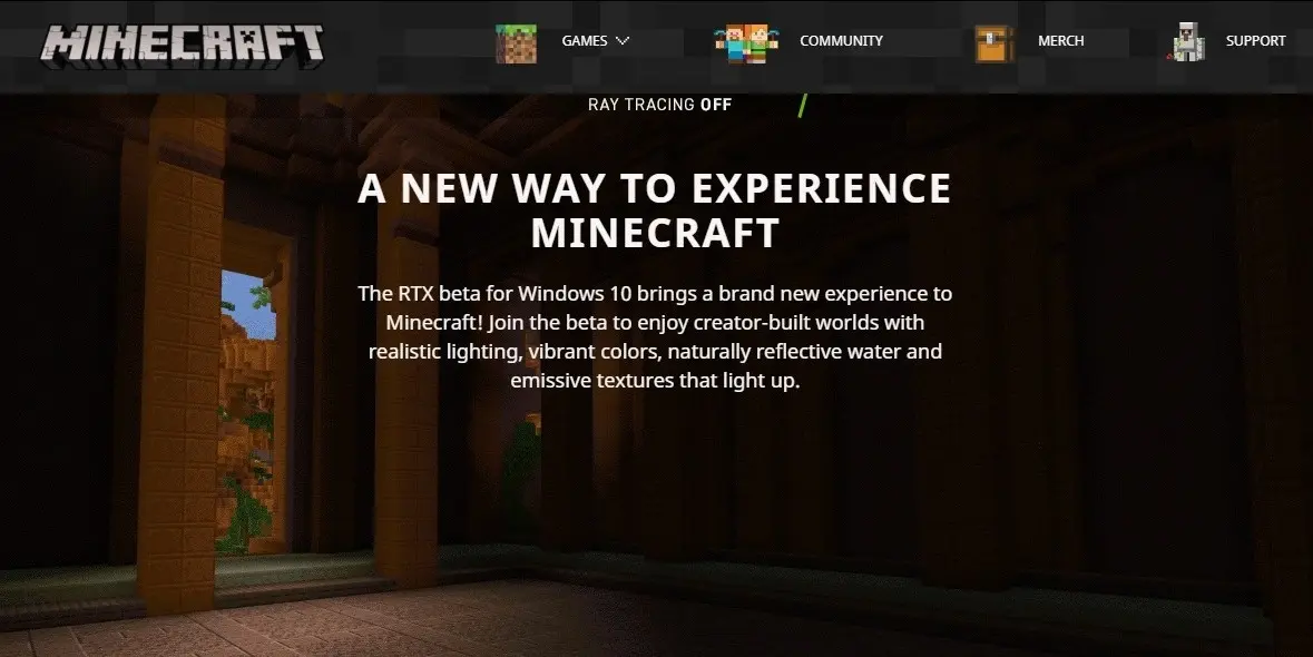 Minecraft and its use of the Ray Tracing technology